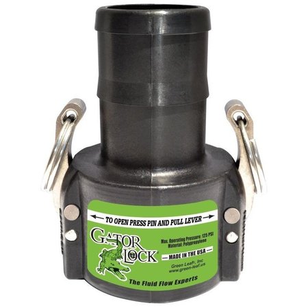 GREEN LEAF C Series Cam Lever Coupling, 3 in, Female x Hose Shank, Polypropylene, Black GLP300C